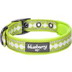 Blueberry Pet Soft & Comfy 3M Reflective Jacquard Padded Dog Collar in Macaw Green, 17 inch -20.5 inch Neck x 1 inch Wide, Large, Adjustable Collars for Dogs