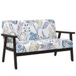 HOMCOM 48" Loveseat Sofa for Bedroom, Modern Love Seats Furniture, Upholstered 2 Seater Couch with Rubber Wood Legs, Multicolour