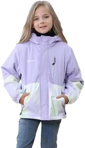 Girls' Waterproof Winter Ski Jacket – Warm Fleece Lined Windproof Snow Coat with Hood for Outdoor Adventure Starlight Purple 9-10
