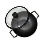 Meyer - Pre-Seasoned Cast Iron Kadai with Lid, Induction Cooktop Compatible (3L/3.2qt, 26cm/10.2in)