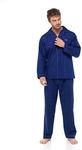 INSIGNIA Mens Woven Pyjamas Traditional with Logo Pocket (Navy, L)