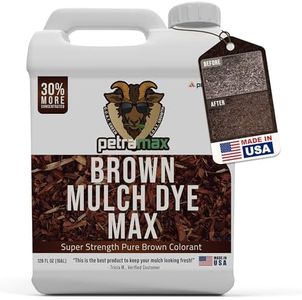 PetraMax Brown Mulch Dye, 14,400 Sq Ft Coverage - Mulch Dye Brown, Brown Mulch for Landscaping, Brown Mulch for Garden Beds, Wood Mulch Dye, Permanent Mulch Paint & Playground Bark Mulch - 1 Gallon