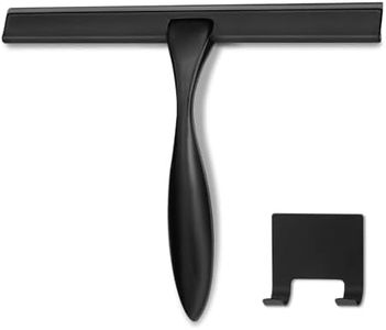 HIWARE All-Purpose Shower Squeegee for Shower Doors, Bathroom, Window and Car Glass - Black, Stainless Steel, 14 Inches