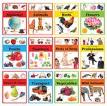 Early Learning Picture Books Boxset : - Alphabet, Animals, Numbers, Fruits, Birds, Shapes & Colors, Wild Animals, Vegetables, Transport, Flowers, Professions & Part Of Body