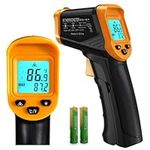 Digital Infrared Thermometer Gun -58℉ to 1112℉(-50℃ to 600℃) Adjustable Emissivity&MAX&MIN Non Contact Heat IR Thermometer Laser Temperature Gun for Cooking,Food,Pizza,Oven,Grill(not for Human)…