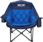 Overmont Oversized XL Camping Chair for Adults - 450lbs Support Heavy-Duty Padded Folding Chair with Side Pocket Cup Holder for Outdoor Sports Garden Beach Fishing Lawn Blue