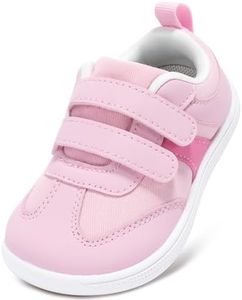 STQ KIDS Toddler Wide Toe Box First Walking Shoes Girls Barefoot Shoe Zero Drop Baby Tennis Running Sneakers Fashion Outdoor Activities School Water Pink Infant Size 4