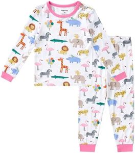 pureborn Toddler Viscose from Bamboo Pajamas Set Girls Pjs Animal 3T