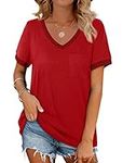Summer Shirts for Women Loose Casual Short Sleeve Tops for Leggings Tees Valentines