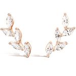 TIGRADE Stud Earrings Marquise Cubic Zirconia Rhinestone Crawler Style Wedding Earrings 925 Sterling Silver Post Hypoallergenic for Women, Brides, Bridesmaid, Rose Gold