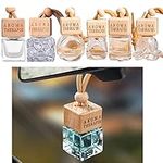 Manwetye 6 PCS 8ml Hanging Car Air Freshener Diffuser Bottle, Clear Glass Essential Oil Aromatherapy Pendant Vials with Wooden Caps & Hanging String