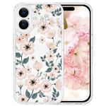 Tcaraersing for iPhone 16 Plus Flower Case Magnetic [Compatible with MagSafe] Floral Pattern Clear Shockproof [Hard PC Back Soft TPU Edge] Slim Cover for Girls Women iPhone 16 Plus 6.7'', Pink Flowers