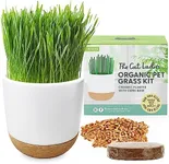 The Cat Ladies Cat Grass for Indoor Cats Kit with Organic Cat Grass Seed mix, Soil and Ceramic & Cork Planter, Natural Hairball Remedy