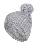 HEAT HOLDERS - Ladies Thick Chunky Ribbed Cuffed Thermal Insulated Winter Pom Pom Bobble Hat (One Size, Light Grey (Arden))