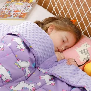 Uttermara Weighted Blanket 7 lbs, Ultra Cozy Minky Weighted Blankets with Cartoon Patterns, Heavy Blanket Great for Calming and Sleeping, 41x60 inches, Purple Unicorn