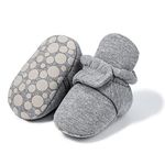 Sawimlgy Newborn Infant Baby Girl Boy Cotton Booties Stay On Sock Slippers Soft Bedroom Shoes Non-Skid Ankle Boots With Grippers Toddler Crib Warm Shoe First Walker Birthday Shower Gift, 01/Navy Grey,