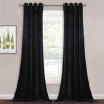 STYLOCASA Suede Velvet Plain Blackout Door Curtains for Living Room Bedroom Thermal Insulated Room Darkening Curtain - 12 Feet Long, Black, Set of 2 Pieces