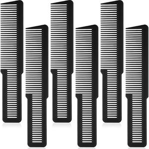 6 Pieces Professional Hair Cutting, Styling, and Clipper Combs for Barbers and Stylists (Black)