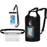 AiRunTech Waterproof Dry Bag, 10L Roll Top Compression Sack with Phone Dry Bag Case and Long Adjustable Shoulder Strap Included for Outdoor Water Sports, Boating, Hiking (10L with Window)