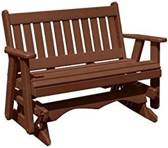 Amish Craftsmanship Made in USA 3-Person 5FT Plastic Poly Lumber Wood Glider Premium Colors HDPE with No wood fibers Memorial Patio Porch Glider Mission Series English design 1000 lbs Limit