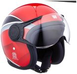 ROYAL ENFIELD MLG Jet Sonic Open FACE Helmet | Made Like A Gun- ISI Certified | ABS GI | High Impact Grade Thermoplastic & High Density EPS Liner for Superior Impact Protection RED (L) 60 CM