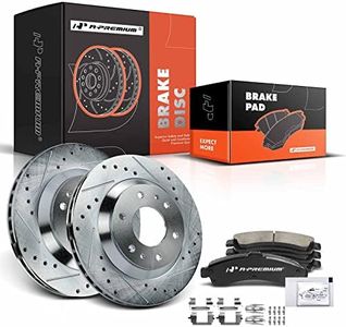 A-Premium 12.01 inch (305mm) Front Drilled and Slotted Disc Brake Rotors + Ceramic Pads Kit Compatible with Select Chevrolet, GMC, Buick, Isuzu and Oldsmobile Models - Trailblazer, Rainier, Envoy