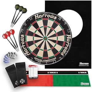 Harrows XL Dartboard Surround – Large 6-Piece Wall Protector Ring or Complete Premium XL Darts Bundle with Board, Trophy Darts & Oche – Home, Club & Gift Options (Bundle)