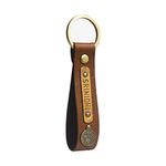 The Messy Corner Personalized Keychain | For Men Women & Kids | Customizable & featuring a charm and name tag | Durable & enduring unisex present with metal ring | Brown