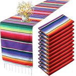 12 Pieces Mexican Serape Table Runner Mexican Party Table Blanket Serape Colorful Striped Runner Fringe Cotton Table Runner Decoration for Cinco De Mayo Mexican Fiesta Party Wedding, 14 x 84 Inches