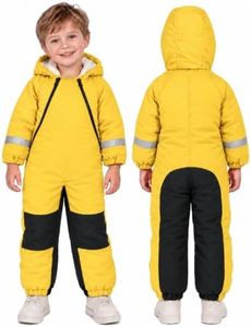 JiAmy Baby Winter Snowsuit for Girls Boys, Hooded Warm Romper with Double Zipper, Infant Thermal Jumpsuit for Newborn 9-12 Months Yellow
