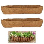 APACALI 2 PCS Basket Liners for Wall Planters 36 Inch, Hanging Baskets Liners, Coconut Fiber Coco Liner, Brown Trough Liners for Wall, Garden, Balcony and so on