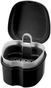 Annhua Denture Cup Retainer Cleaning Case Denture Soaking Container With Strainer Basket, Denture Cups For Soaking Dentures Mouthguard Storage Holder - Leak Proof And Lid Waterproof - Black