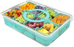 Eggssentials Snackle box & Snack Organizer, Divided Serving Tray with Lid for Travel, Tailgating, Picnic & Party – Portable Snack Box Container for Fruit, Candy, Salad, Spices, Dry Fruits & Snacks