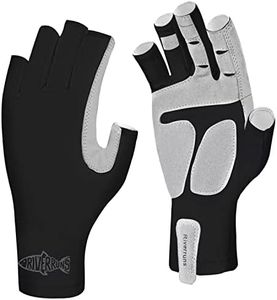 Riverruns UPF 50+ Fishing Gloves for Men Women Sun Gloves UV Protection for Outdoor, Kayaking, Rowing, Paddling, Canoeing(Black, S)