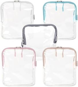 BORSALI TSA-Approved Quart-Sized Bag for Carry-On Travel - One (1) Quart Clear Toiletries, Cosmetic and 3-1-1 Liquids Toiletry Bag - 5 Pack Colors