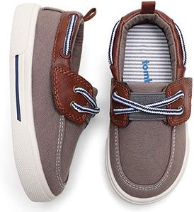 tombik Toddler Boat Shoes Boys Canvas Sneakers Kids Loafers for Walking Fall Brown 5 US Toddler