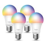 TP-Link Tapo Smart Wi-Fi Light Bulbs, 16M Colors RGBW, Dimmable, Compatible w/Alexa and Google Home, A19, 60W Equivalent, 800LM, 2.4GHz WiFi only, No Hub Required, Tapo L530E(4-Pack)