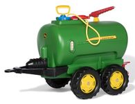 ROLLY TOYS John Deere Jumbo Twin Axle Tanker with Pump & Spray Gun, can be attached to any Rolly pedal tractor, Green