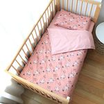 Toddler Bed Bedding Set,100% Cotton Unisex Crib Bedding Set for Boys Girls,3Pcs Include Duver Cover,Pillowcase,Fitted Sheet, Nursery Bedding (Love Rabbit)