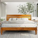 Acacia Emery 14 Inch Wood Platform Bed, Bed Frame with Headboard, King Size Bed Frame, Caramel