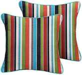 Mozaic Company Sunbrella Indoor/Outdoor Corded Pillows, Carousel Confetti and Canvas Aruba, Set of 2