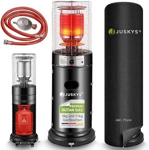 Juskys® Outdoor Heizstrahler Cuna mit 11 kW Gas-Brenner - Heizpilz Terrassenheizer mit Gas für Terrasse Balkon und Garten - für 5 und 11 kg Gasflaschen