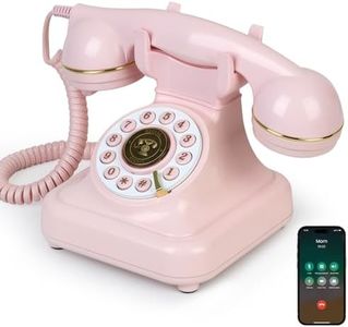 Sangyn Bluetooth Retro Desk Phone with Handset & Speakerphone, Classic Bluetooth Landline Telephone, Bluetooth Home Phone with USB Rechargeable Power, Hands-Free Calling & Music Playback, Pink