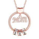 Ruibeila Personalized Mom Necklace with Kids Name, 1-8 Names Engraved Family Necklace Simulated Birthstone Mothers Pendant Necklace - Gift for Mom (MOM Rose gold 1)