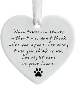 Pet Memorial Ceramic Heart Keepsake, “When Tomorrow Starts Without Me” Remembrance Ornament for Dog or Cat, Loving Memory Sympathy Decor with Gift Box, Pet Loss Bereavement Hanging Heart