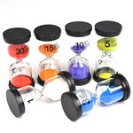 BUYGOO 6 Pack Sand Timer Colorful Hourglass Sandglass Timer 1 min/3 mins/5 mins/10 mins/15 mins/30 mins Sand Clock Timer for Games Classroom Home Office