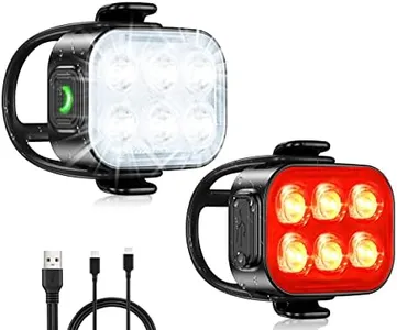 Zewdov Bike Lights for Night Riding, USB Rechargeable Bike Lights Front and Back, Waterproof IP65 Bicycle Light, 4+6 Modes Bike Headlight and Tail Light Set,1.5 Hrs Fast Charging, Easy to Install