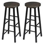 WOLTU Breakfast Kitchen Counter Bar Stools Set of 2 PCS MDF Seat Seat Bar Chairs Metal Legs Barstools Black+Rustic High Stools