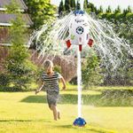 Skirfy Sprinklers for Yard Rocket Outdoor Water Toys for Kids, Rocket Design Powered Lift Off 9-16ft & Spin, Summer Garden Water Play Toys & Birthday Gift for Girls Boys Age 3-12 Year Old