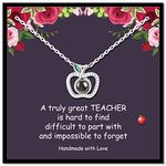 Teacher Gifts for Women,Teacher Appreciation Gifts,Birthday Gifts for Teacher from student Interlocking Circle Necklace for Women (S Apple)